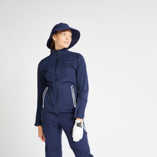 Women’s Golf Rain Jacket Waterproof - RW500 Navy Blue on Sale