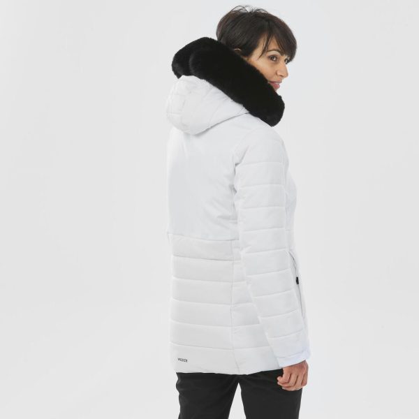 Wedze 100 Women s Mid-Length Warm Ski Jacket - White Online Sale