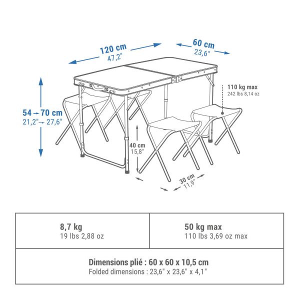 Folding Camping Table - 4 Seats For Cheap