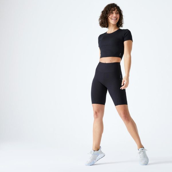 Short-Sleeved Cropped Fitness T-Shirt Cheap