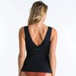 Women s Tankini Swimsuit Top w  V-Neck & Removable Padded Cups - Marine Plain Black Hot on Sale