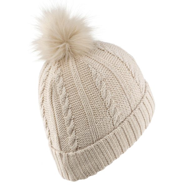 Adult Ski Hat Fur Cable Knit For Discount