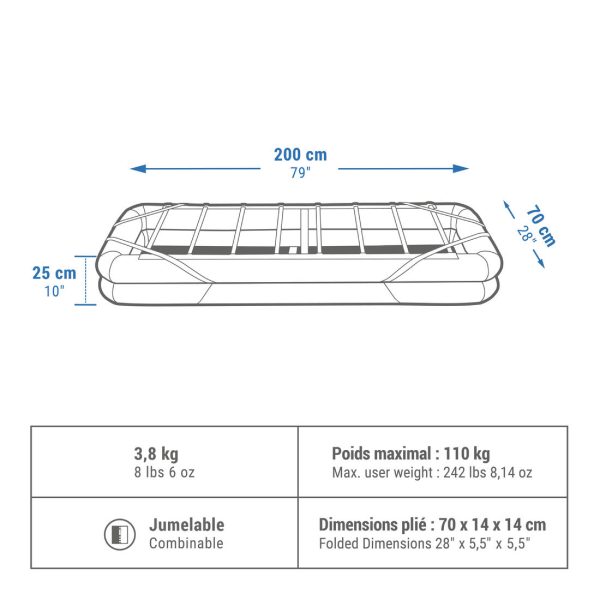 Inflatable Camping Bed Base 1 Person 70cm - Camp Bed Air For Discount