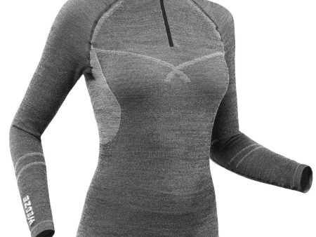 Wedze 900 Women s Ski Base Layer Top - Wool - 1 2 Zip Online