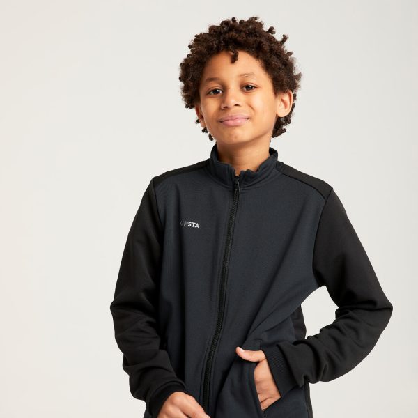 Essential Kid s Football Training Jacket - Black & Grey Cheap