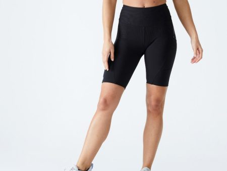 Women s Cardio Fitness Bike Shorts with Phone Pocket - Black Cheap