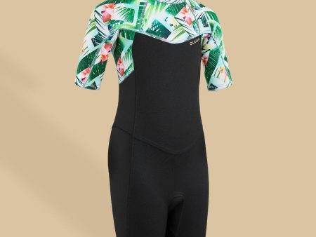 Girl’s Surfing Shorty Wetsuit Neoprene 1.5mm - 500 Tiare Black on Sale