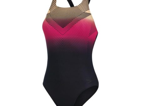 Women s Swimsuit Eco Placement Medalist - Black Magenta For Cheap