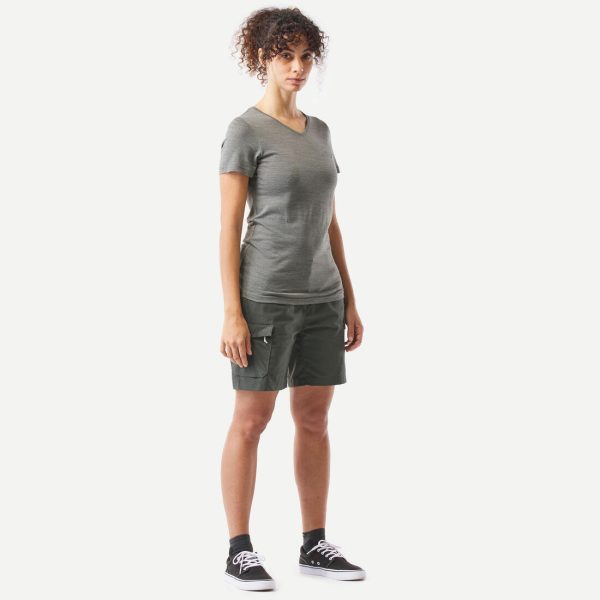 Women’s Trekking Cotton Cargo Shorts - Travel 100 Dark Green Online