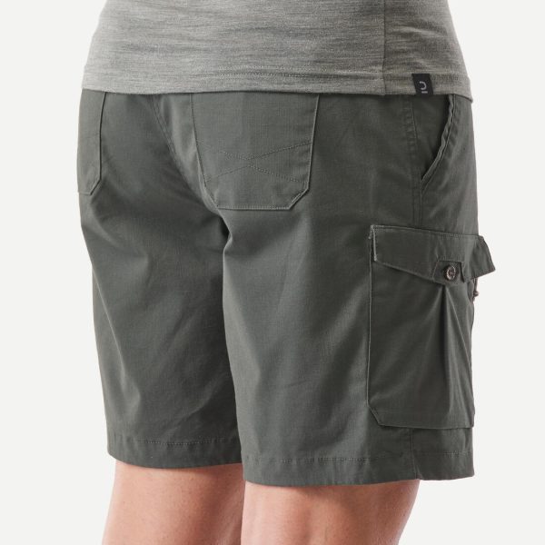 Women’s Trekking Cotton Cargo Shorts - Travel 100 Dark Green Online