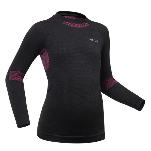 BL580 I-Soft Kids Ski Base Layer Top - Black Pink Hot on Sale