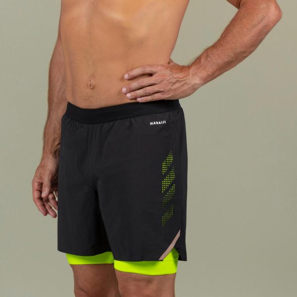 Men s Swimming Jammer-Swim Short - 500 Fiti Black Yellow Beige For Sale