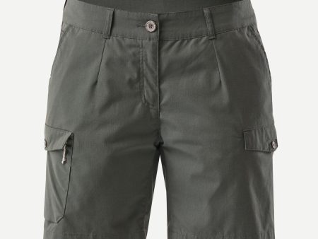 Women’s Trekking Cotton Cargo Shorts - Travel 100 Dark Green Online