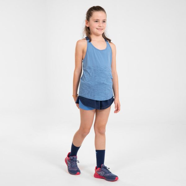 Girl’s Running Shorts 2-In-1 Breathable Tight - Kiprun Dry+ Navy For Sale