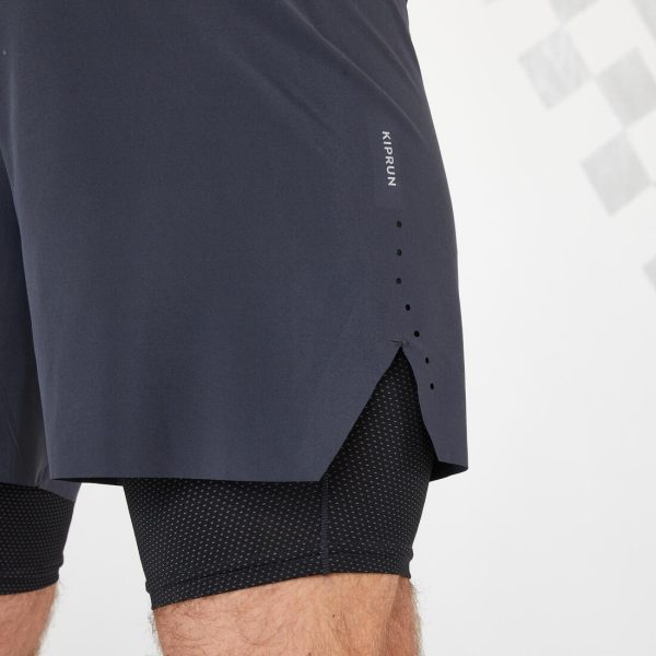 Men s KIPRUN Run 500 2in1 Comfort running shorts - Carbon Grey Supply