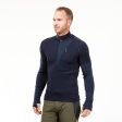 Men s Mountain Trekking T-shirt Long-sleeved Merino Wool w  Zipped Collar - MT900 Discount