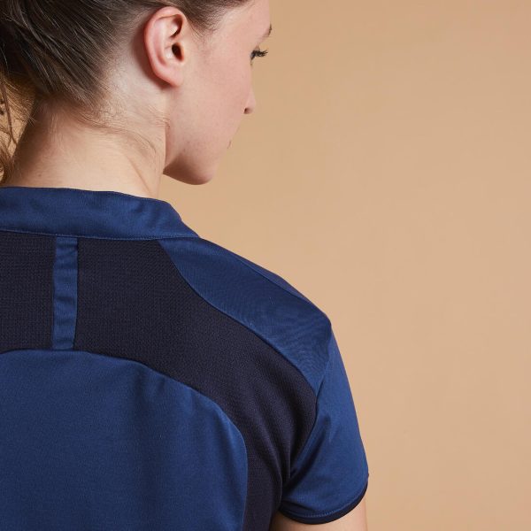 Women s Short-Sleeved Mesh Horse Riding Polo Shirt 500 - Dark Blue Navy Online now