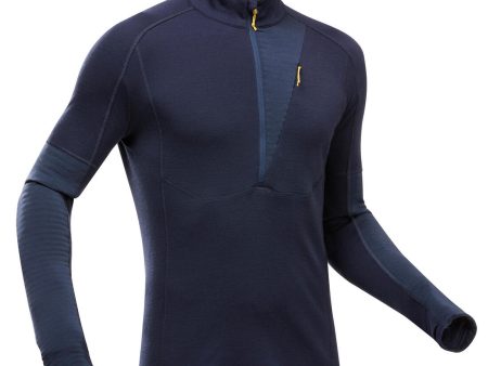 Men s Mountain Trekking T-shirt Long-sleeved Merino Wool w  Zipped Collar - MT900 Discount