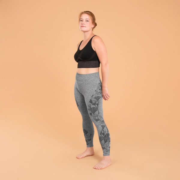 Gingko Motif Women s 7 8 Yoga Leggings - Seamless - Mottled Grey Fashion