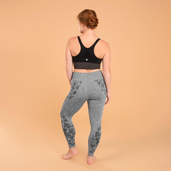 Gingko Motif Women s 7 8 Yoga Leggings - Seamless - Mottled Grey Fashion